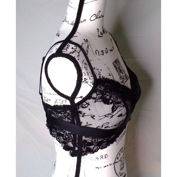 🆕b.tempt'd by WACOAL Opening Act Lace Mesh Bralette Bra Medium Black #910227 - Picture 3 of 5